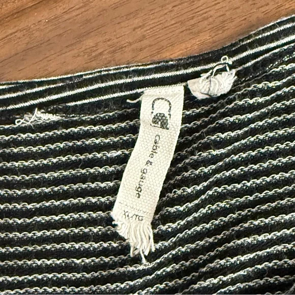 Cable & Gauge Black White Striped Tunic Top XXL Long Sleeve Pockets Casual Class - Picture 5 of 8